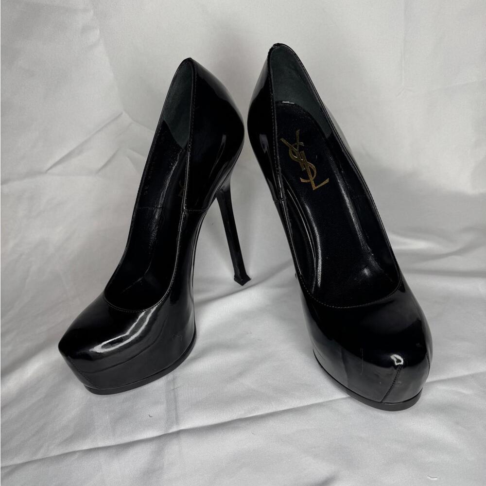 YSL black platform heels